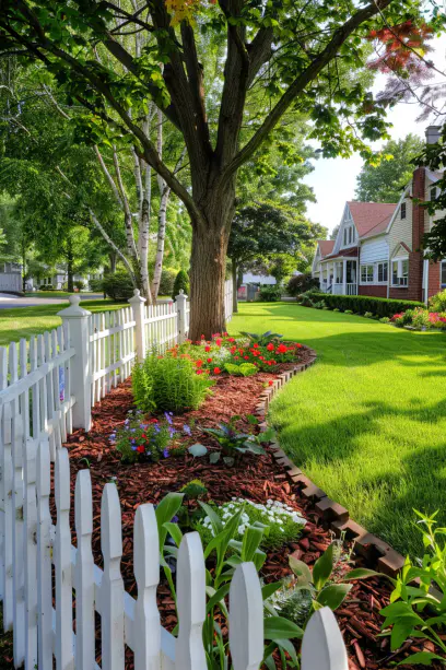 robust timber lawn edging.