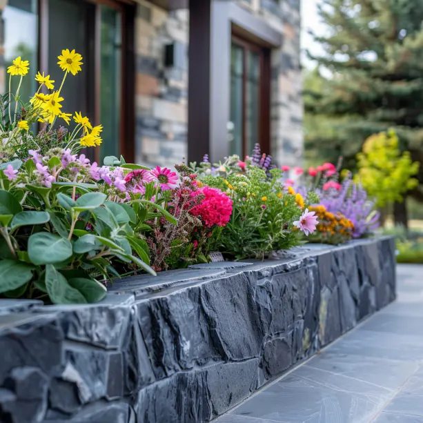 smooth slate stone edge garden high