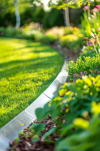 steel edging along a pathway silver