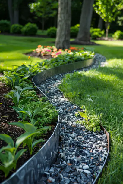 steel edging along a pathway