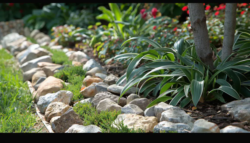 stone in garden edge