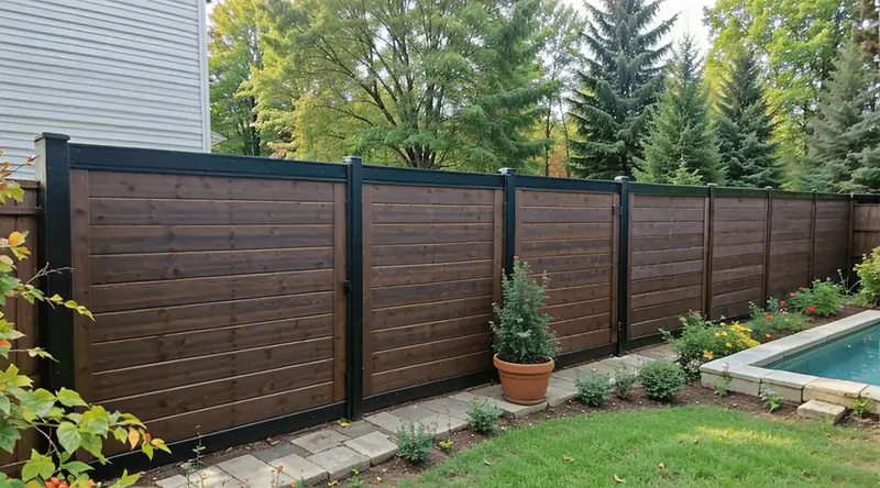 Composite privacy fence.