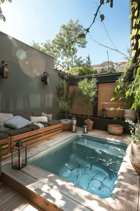 Cozy small inground pool in urban backyard