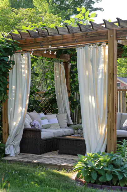 Curtain white Privacy Fence
