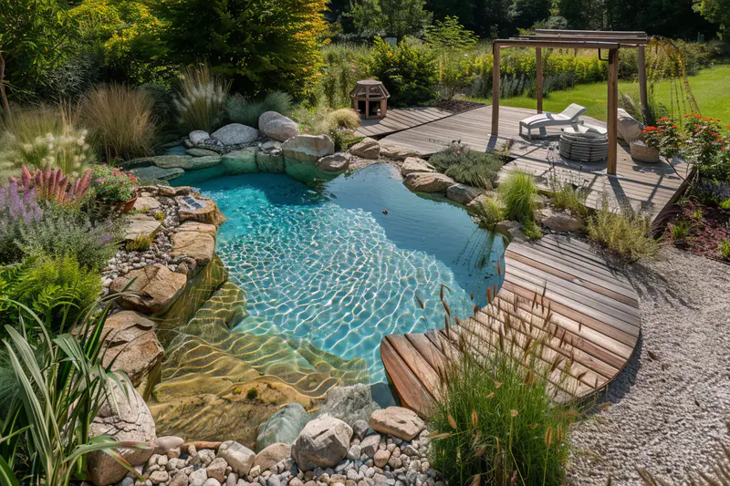 Eco-friendly Small Natural Inground Pool in Lush Garden