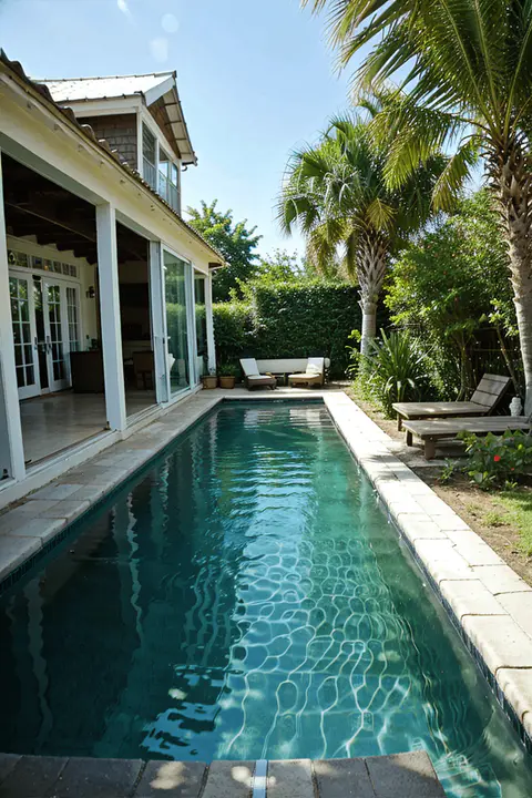 Minimalist small inground pool design with clean lines and modern aesthetic