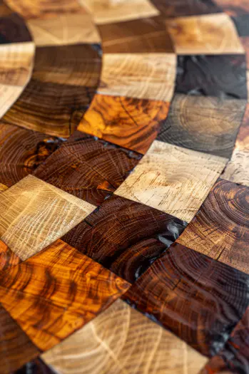 Multi-Toned Wood Designs round table live edge
