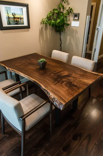 Optimized Layouts edge dining table against a wall