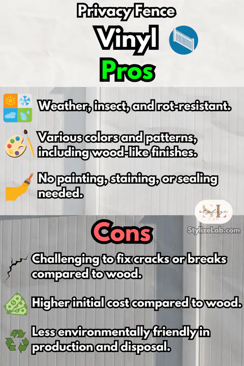 Privacy Fence vinyl material pros and cons