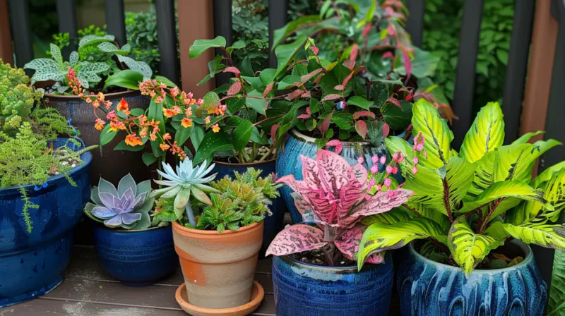 blue small container garden
