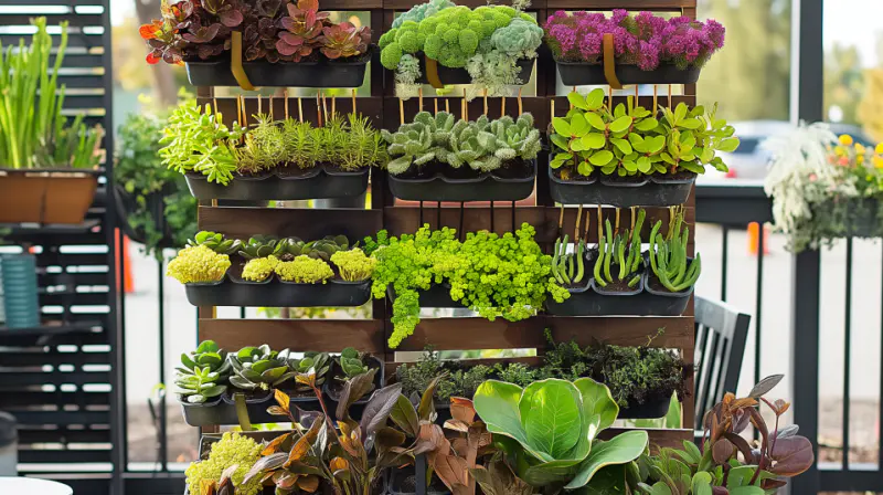 small garden with vertical gardening