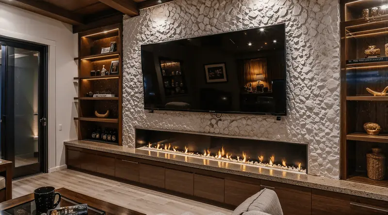 tv wall above the fireplace decorating design-