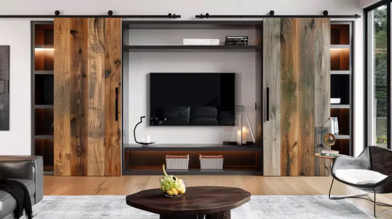 tv wall decor panel sliding decor hide