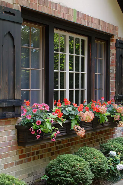 vibrant colors of a flower petal in a window box planter