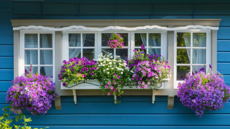 window box planter filled with colorful flowers