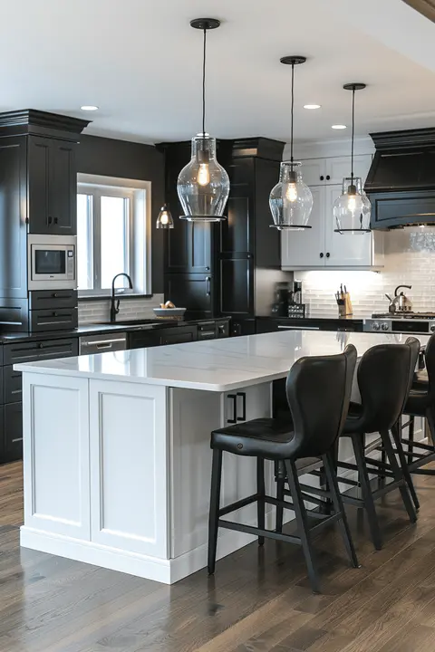 Black and White Kitchen Island