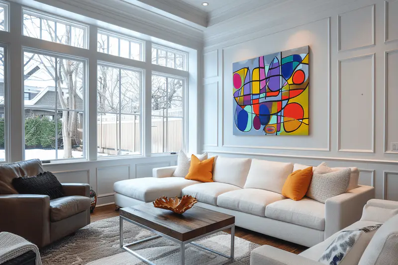 Classic White Wainscoting Modern Art Panel Living Room Wall Paneling Idea